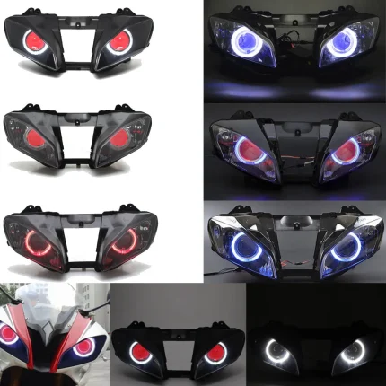 Motorcycle Custom HID Projector Headlight Assembly Angel Eye LED Headlight For Yamaha YZF R6 08-15 Headlamp Faros Led Moto Farol